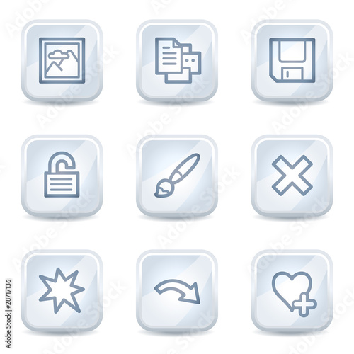 Image viewer web icons set 2, white glossy buttons