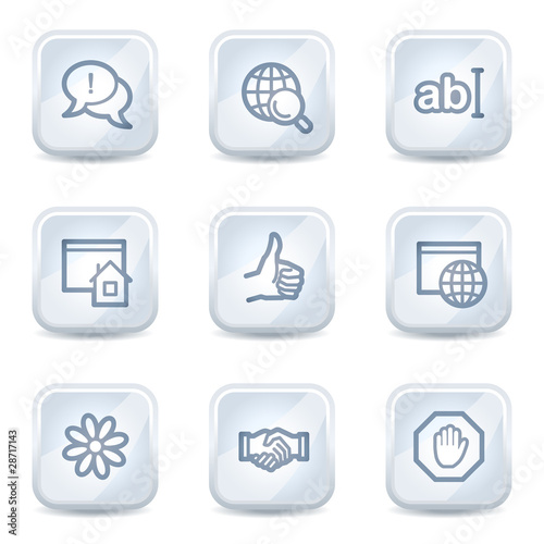 Internet web icons set 1, white glossy buttons