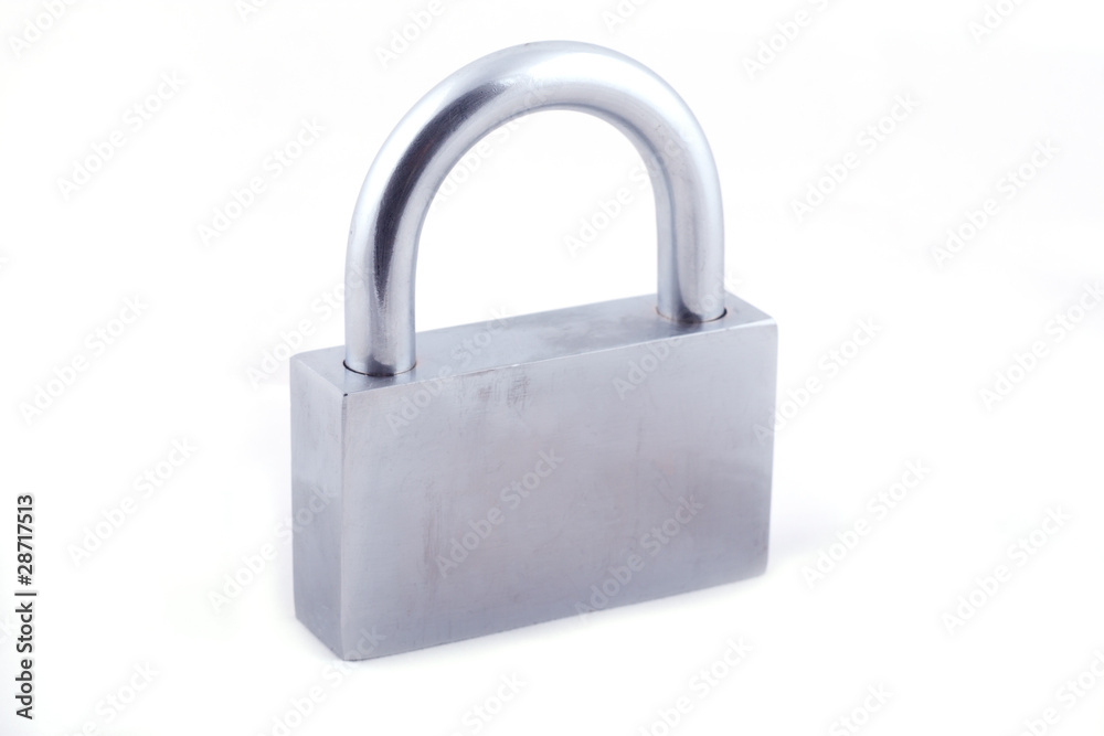 Closed blue locksmith without key isolated on white background. Closed blue locksmith without key isolated on white background.
