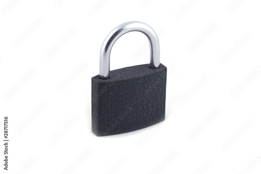 Closed blue locksmith without key isolated on white background. Closed blue locksmith without key isolated on white background.