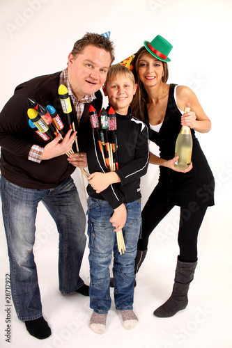 Photography Junge Familie feiert eine Silvesterparty