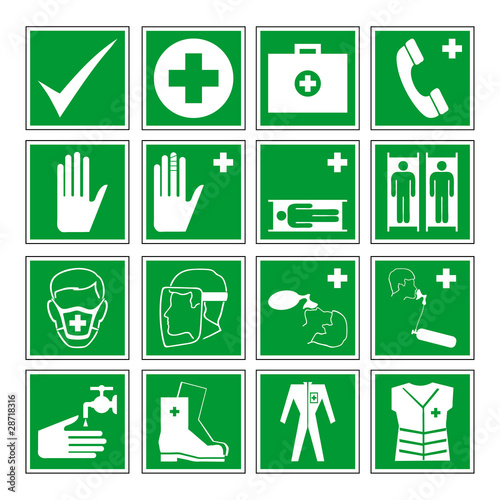 Green emergency signs vector