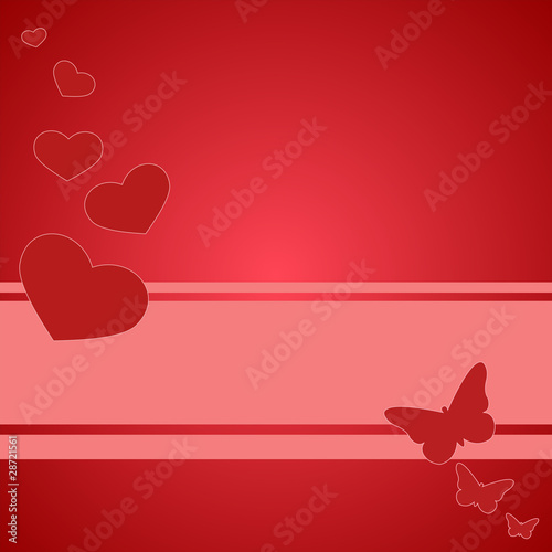 hearts on the red background