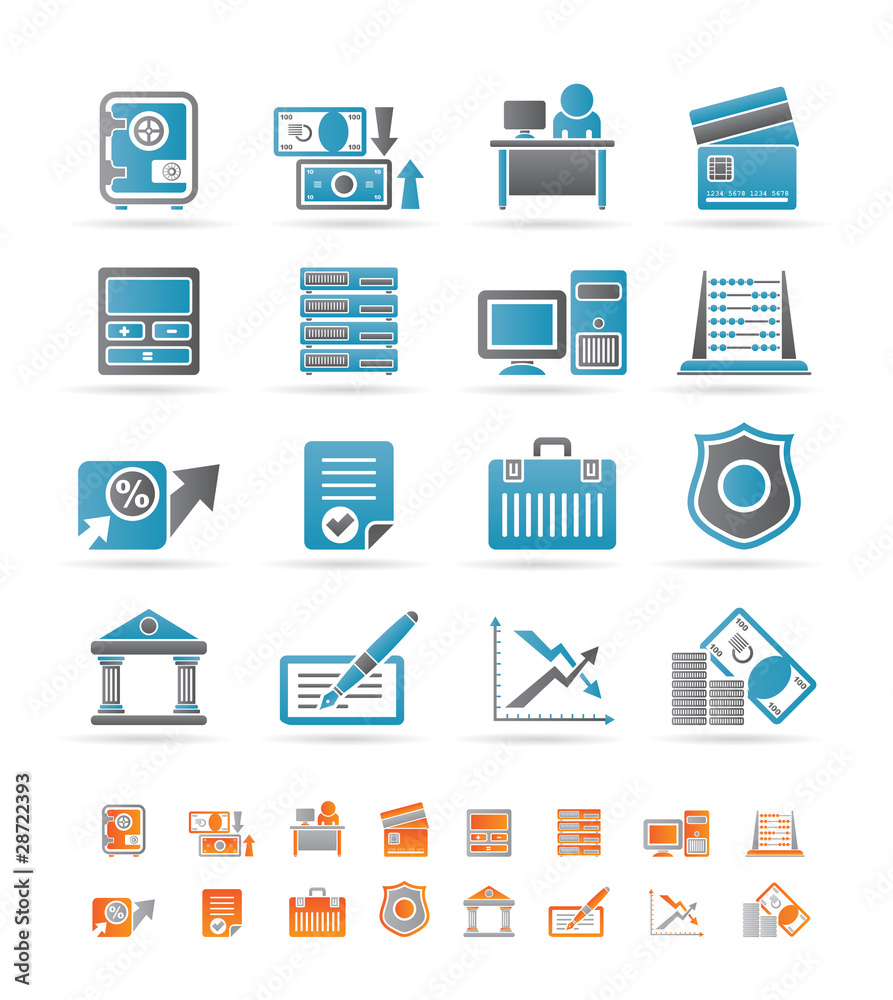 bank, business, finance and office icons bank, business, finance and office icons