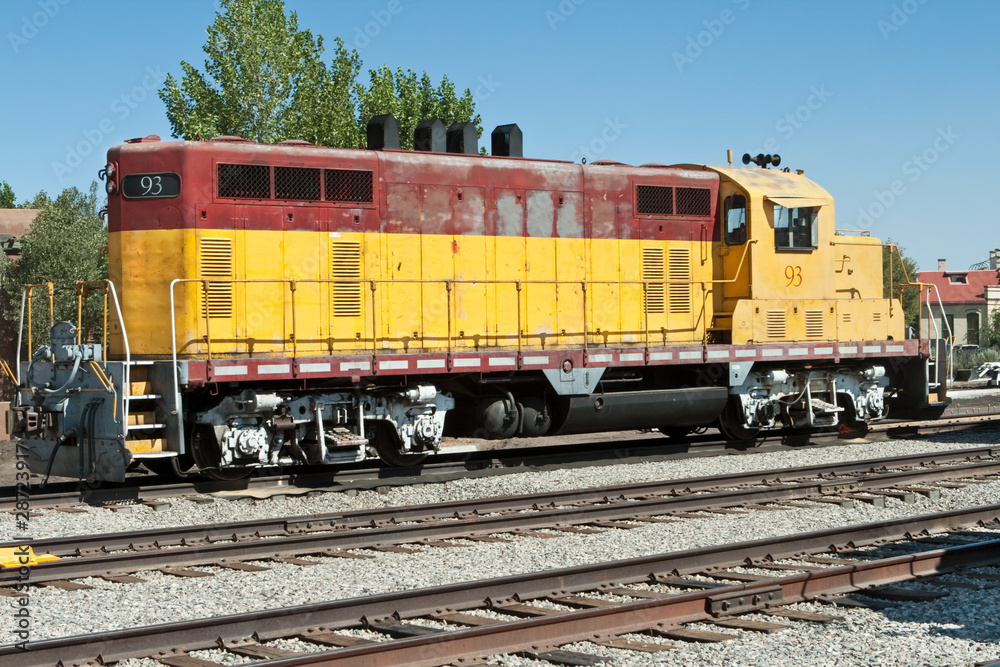 Diesel Locomotive Parked Train Yard Santa Fe, New Mexico, USA Diesel Locomotive Parked Train Yard Santa Fe, New Mexico, USA