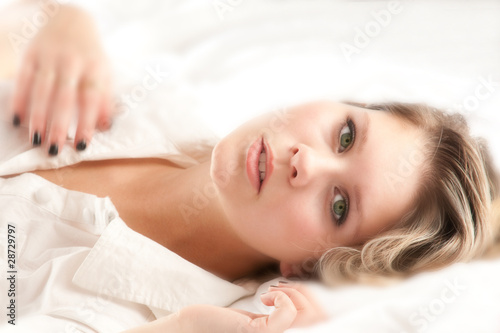 Beautiful woman on bed