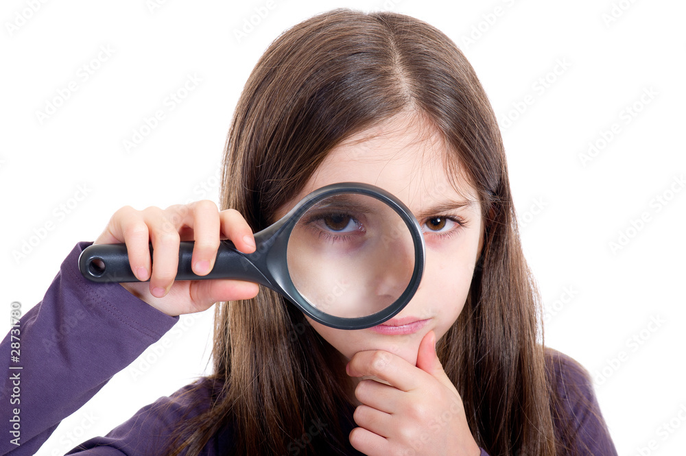 Girl holding magnifying glass-ragazza con lente Girl holding magnifying glass-ragazza con lente