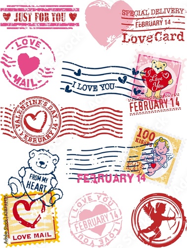valentine rubber stamps and postmarks