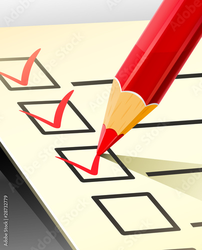 pencil write tick on document