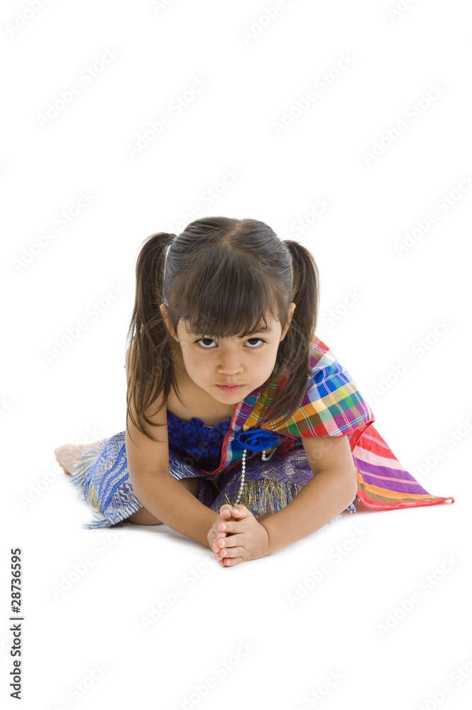 cute kid with hand folded, isolated on white background cute kid with hand folded, isolated on white background