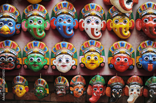 Colorful masks in Kathmandu Nepal