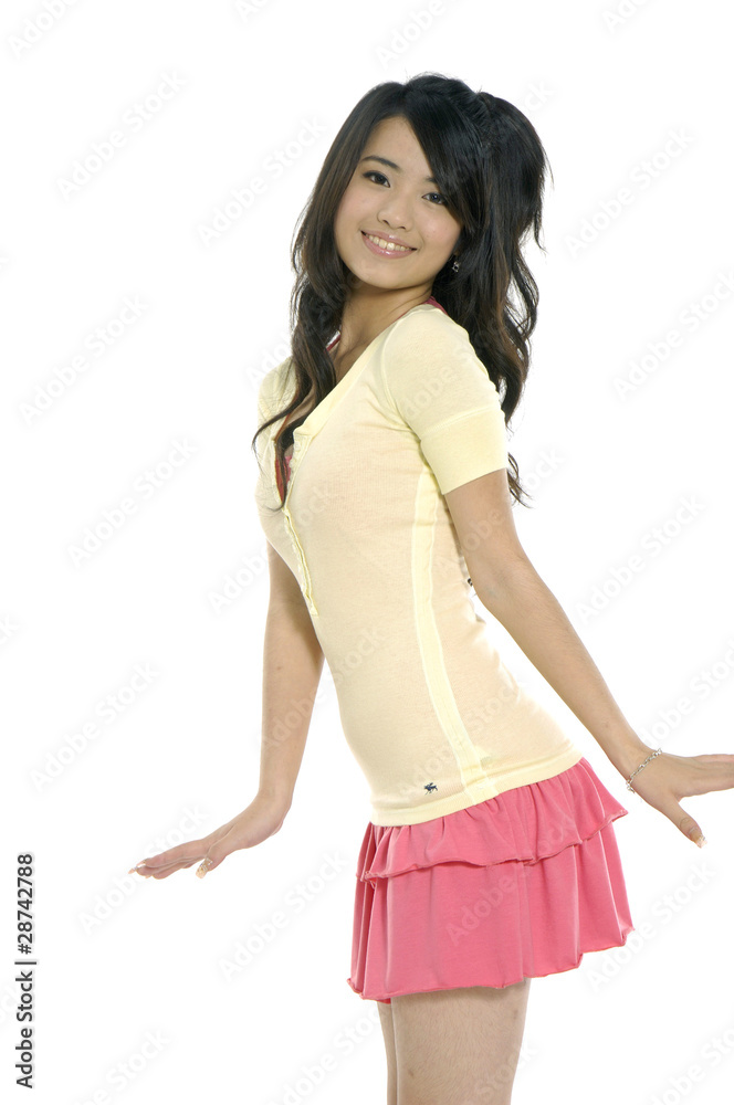 Young smiling student woman. Over white Young smiling student woman. Over white