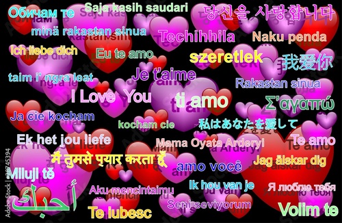 Amore Internazionale Sfondo-Love World Languages-Vector