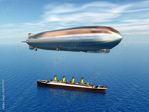 Zeppelin und Ozeandampfer © Michael Rosskothen