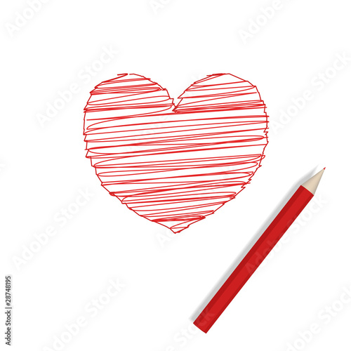Big pencil drew a heart