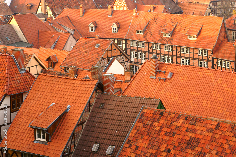 Ziegelrote Dächer der Altstadt von Quedlinburg Ziegelrote Dächer der Altstadt von Quedlinburg