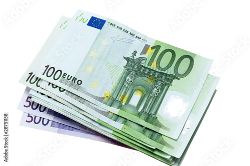 banknotes  euros isolated on a white background