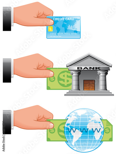 Icons of payment ways for shopping online