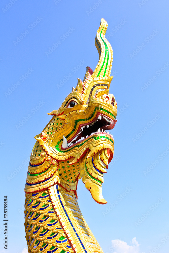 Fototapeta premium King of Naga in Temple of Thailand.