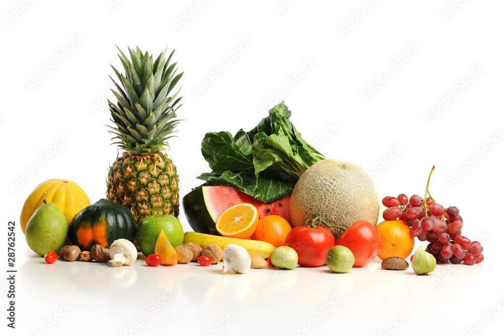 Colorful fruits arranged in a group
