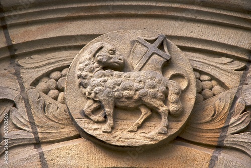 Stone Lamb of God ornament, Leipzig, Germany