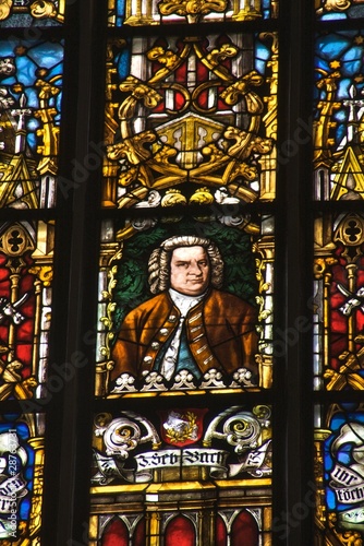 Stained glass with  J.S. Bach, St. Thomas Church, Leipzig