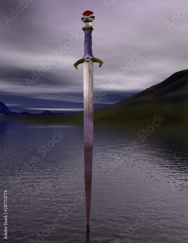 The sword excalibur on the lake