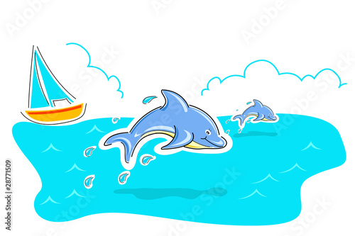 Fototapeta Naklejka Na Ścianę i Meble -  jumping dolphin