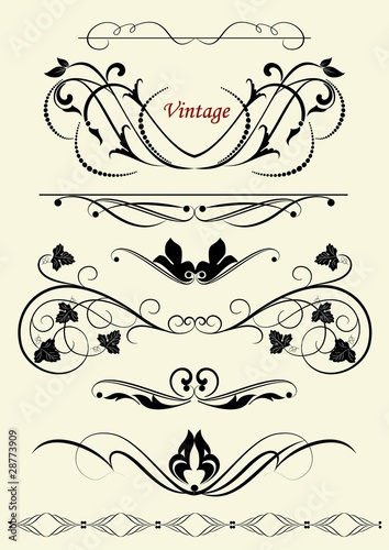 set of design elements in vintage style vectorized