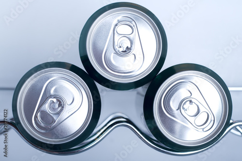 Cans of soft drink in a Refrigerator