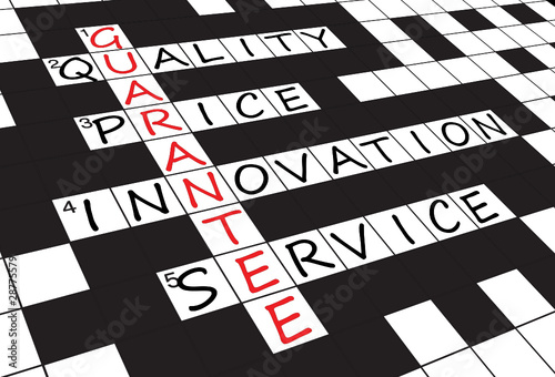 Crosswords Grid : "GUARANTEE" (quality service price innovation)