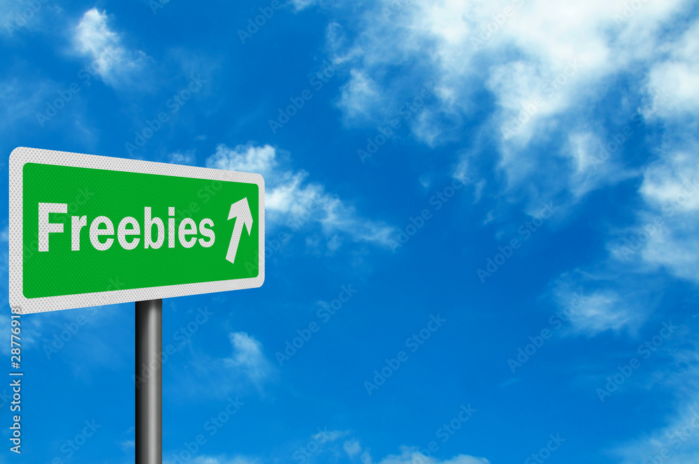 Photo realistic 'freebies' sign with space for text overlay Photo realistic 'freebies' sign with space for text overlay