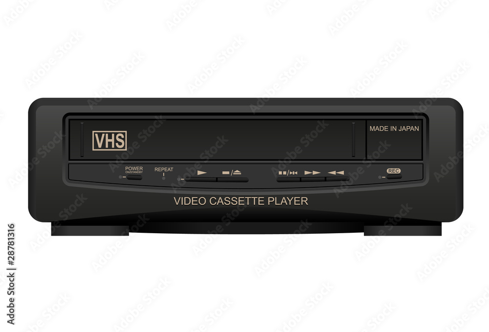 Old Japan video cassette player. Realistic vector illustration. Old Japan video cassette player. Realistic vector illustration.