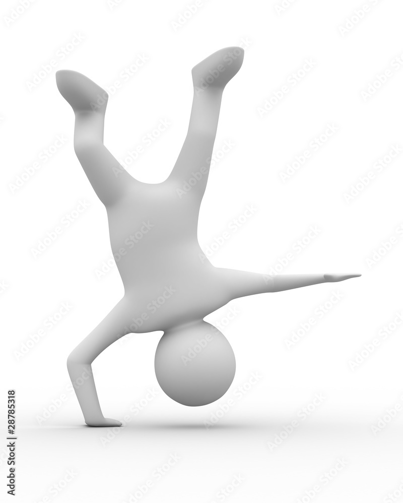 Man handstand on white background. Isolated 3D image Man handstand on white background. Isolated 3D image