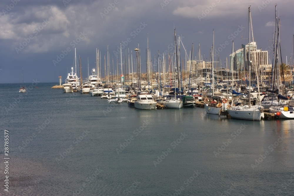 Yachts anchored at the marina