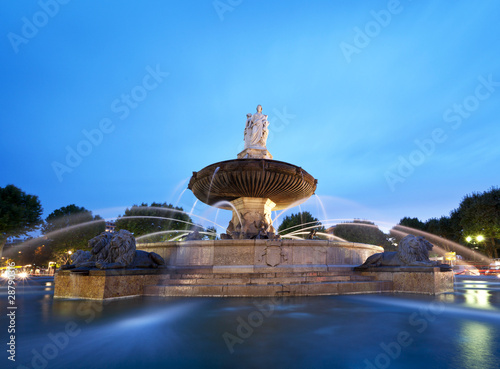 Nightshot of La Rotonde fountain - The central roundabout in Aix photo