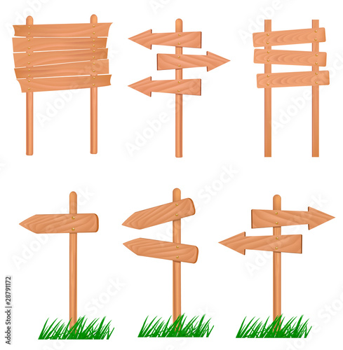Set of wooden sign. Vector illustration.