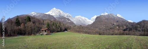 Dolomiti landscape view of Cimone and Pizzocco mountains photo