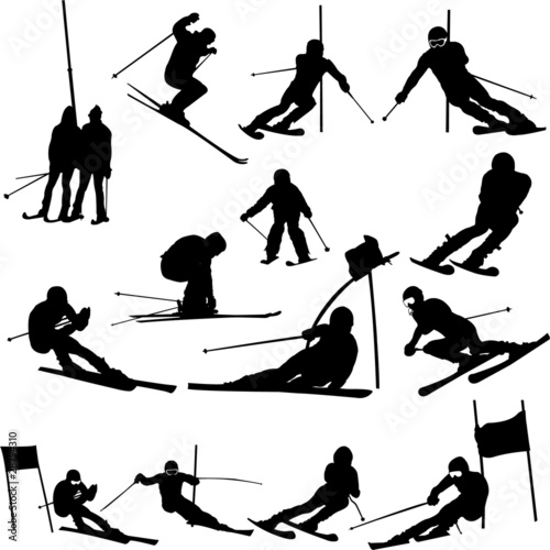 skiing collection - vector photo
