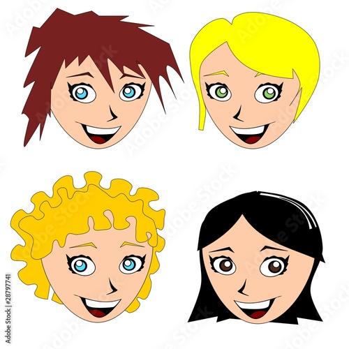 Illustration of four cheerful girls