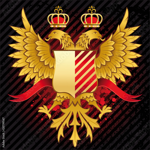 heraldic  design with double headed golden eagle