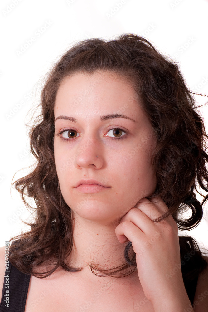 Young Brunette with Hand Under Chin Young Brunette with Hand Under Chin