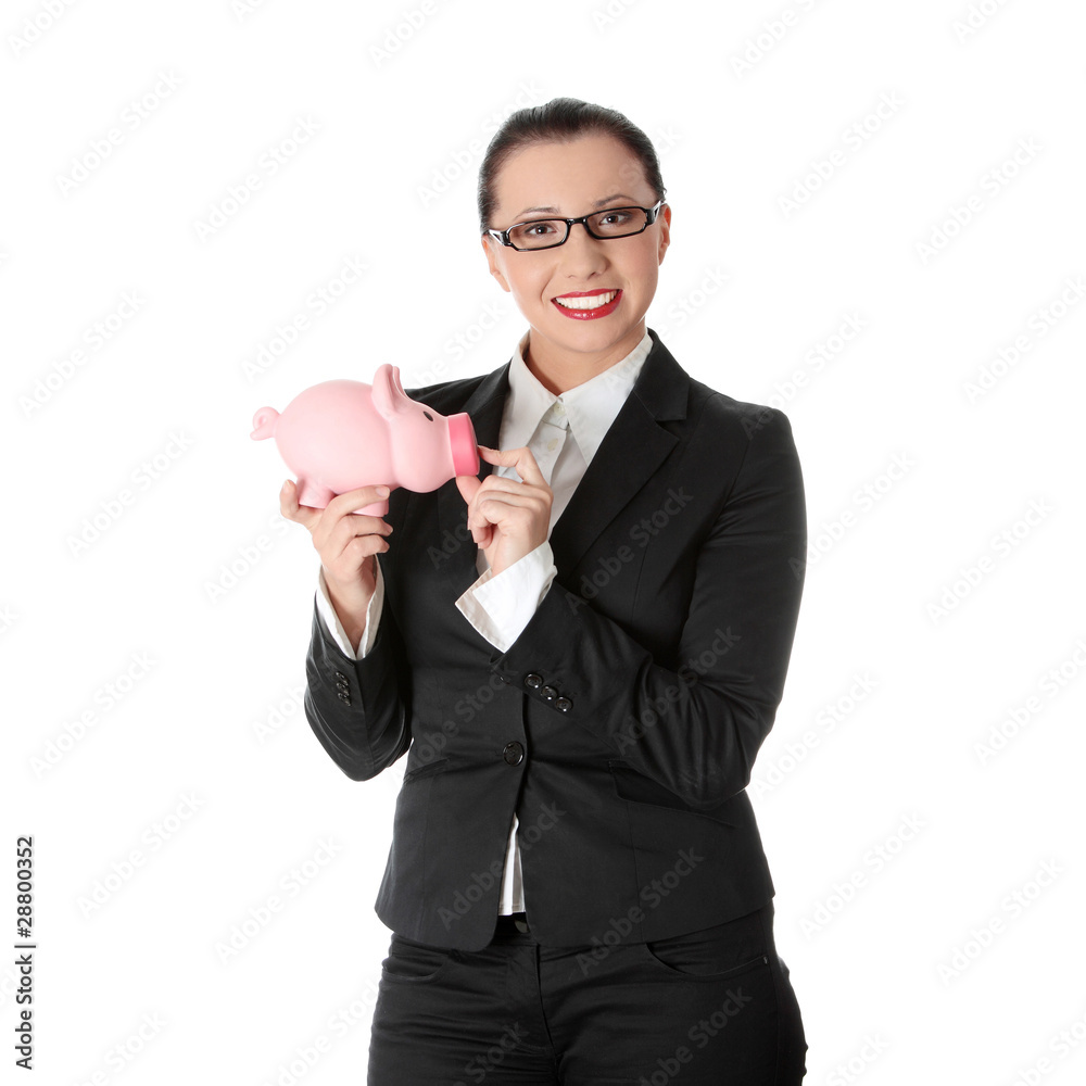 Woman Holding Piggy Bank