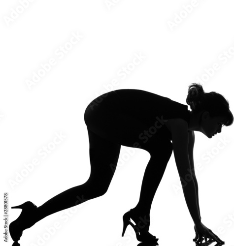 silhouette woman ready to sprint