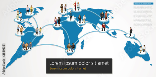 connected people over World map