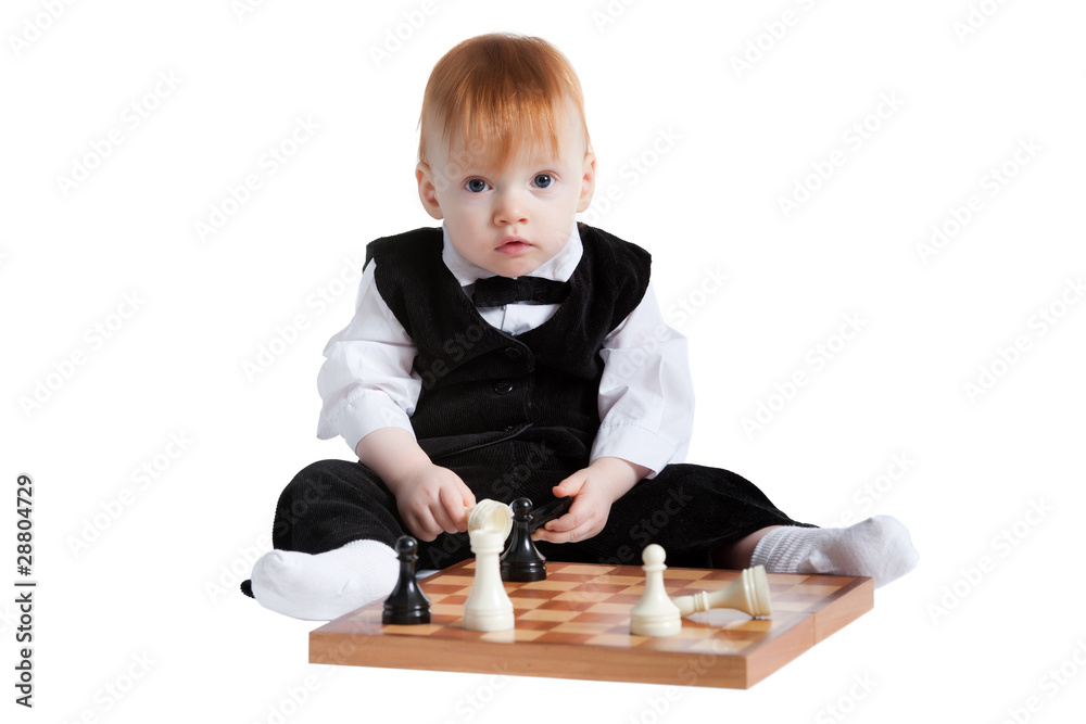 little boy with chess isolated on white little boy with chess isolated on white