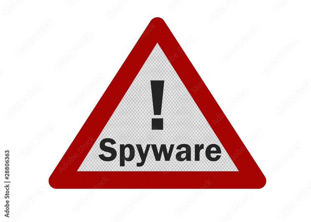 Photo realistic 'spyware' sign, isolated on white Photo realistic 'spyware' sign, isolated on white