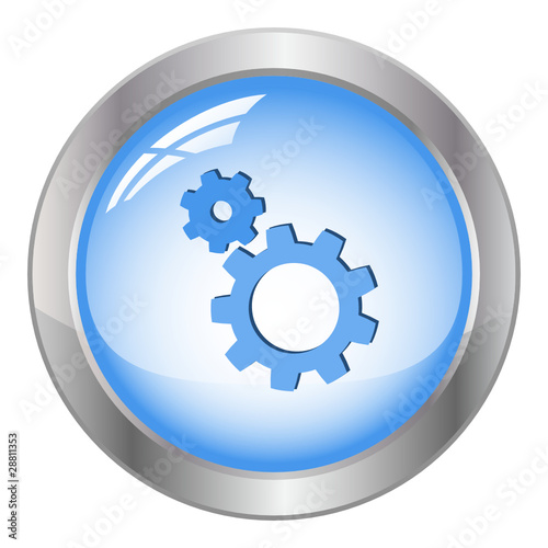 Zahnrad Button blau