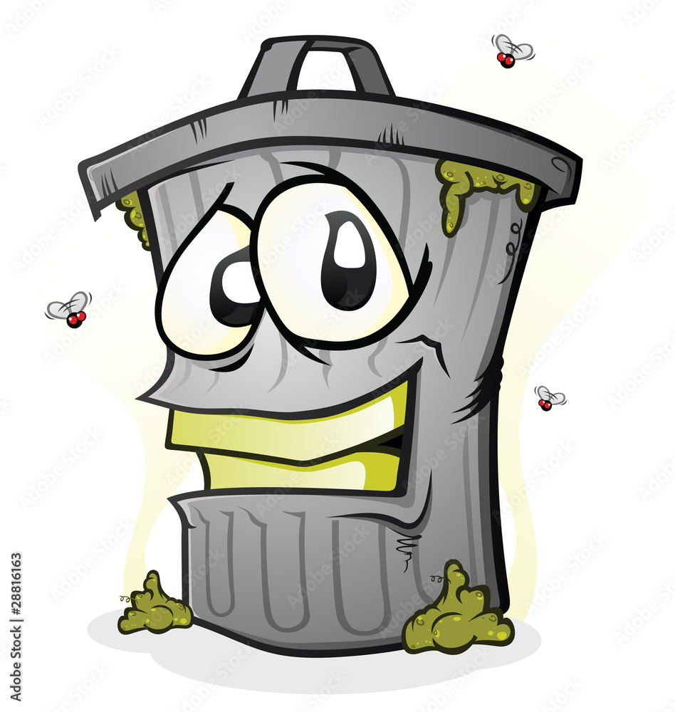 Smiling Dirty Trash Can Stock Vector Adobe Stock