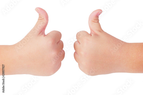 Kid's hands showing thumbs up gesture